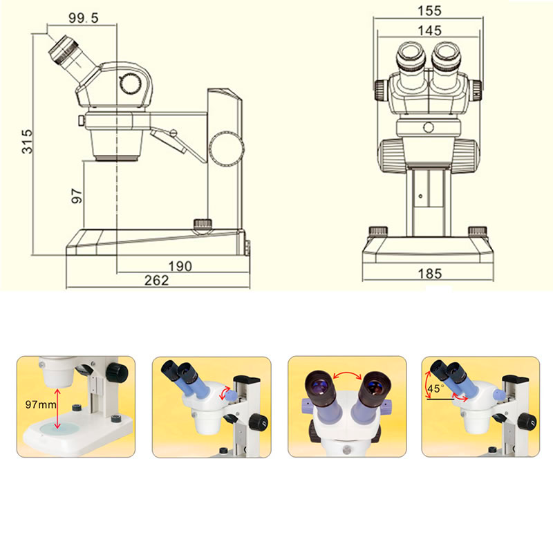 Microscopio de Laboratorio Estéreo Zoom YR0253 – 3